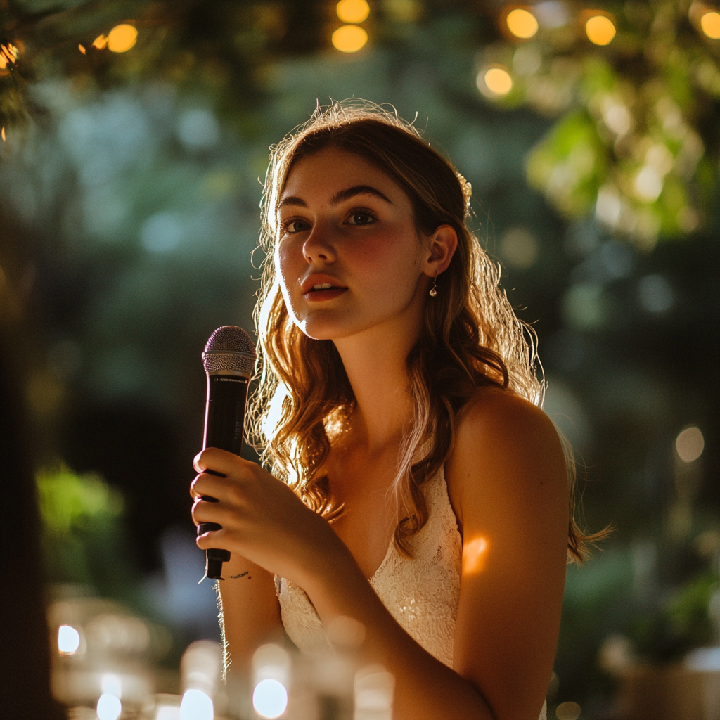 Femme prononçant un discours lors d'un événement | Source : Midjourney