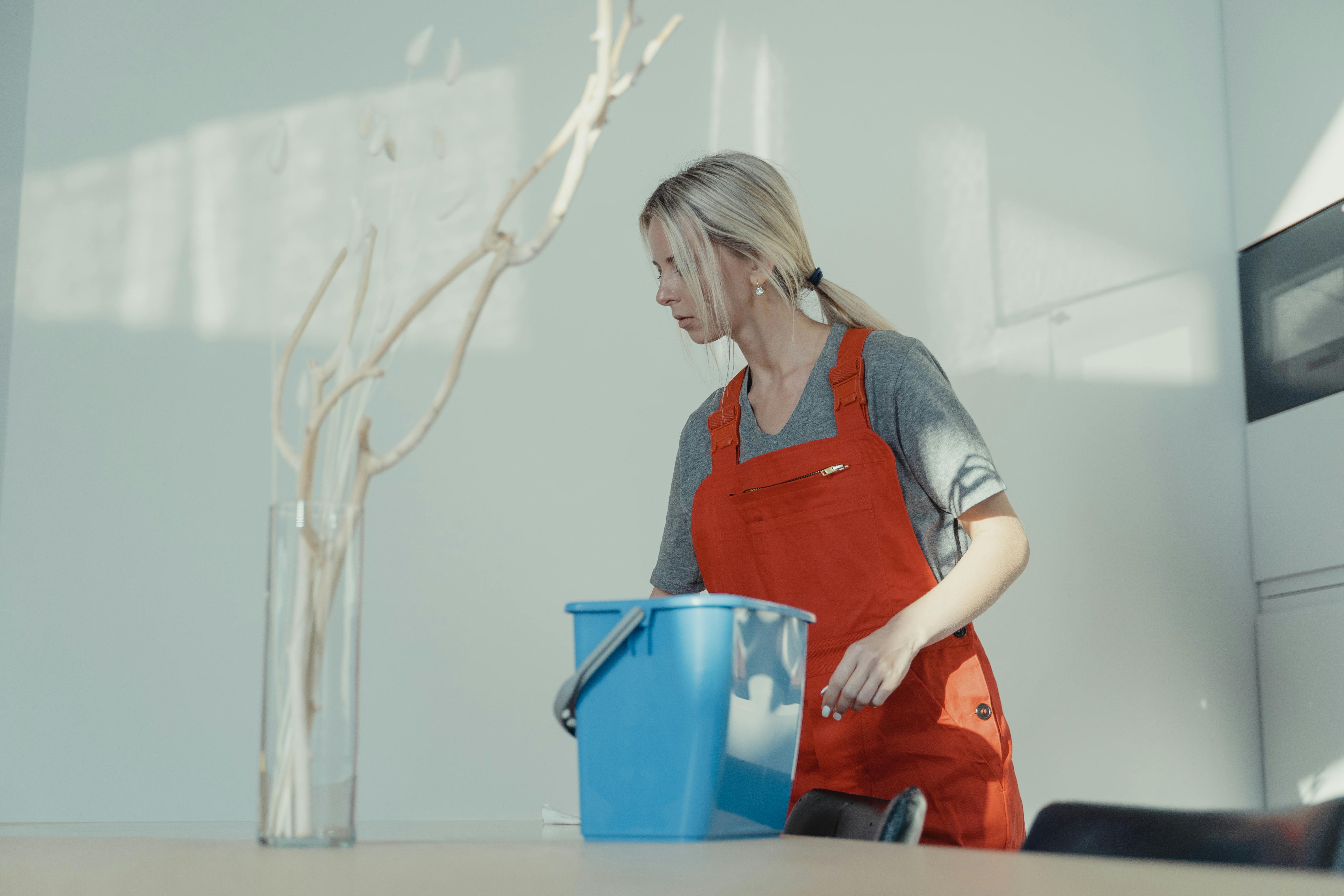Femme nettoyant un bureau | Source : Pexels