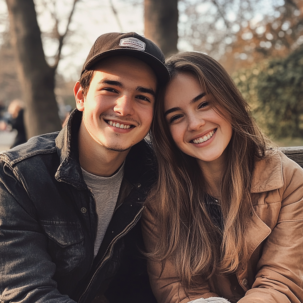 Un jeune couple souriant | Source : Midjourney