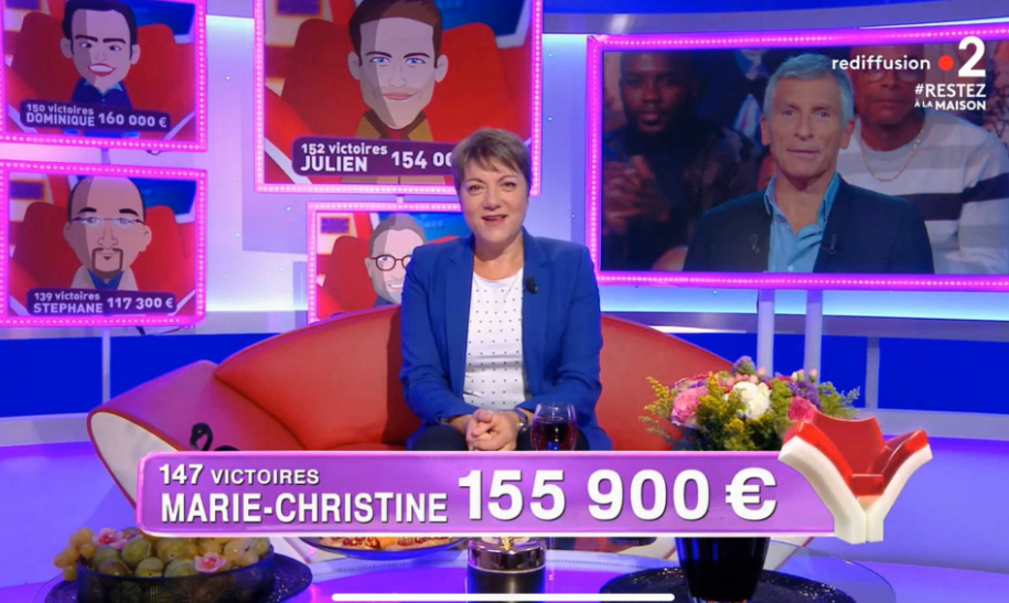 Rediffusion d'un épisode de "TLMVPSP" avec l'ex-champione Marie-Christine sur France 2 | Photo : Youtube/France2.