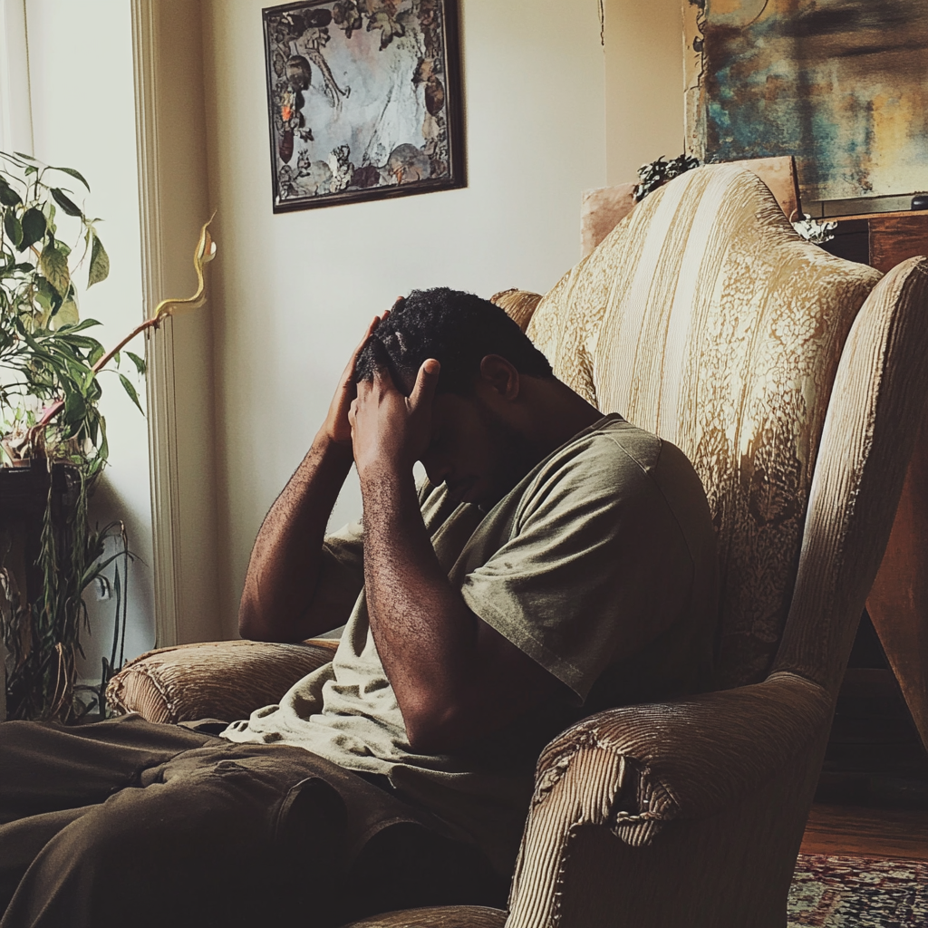 Un homme assis sur un fauteuil | Source : Midjourney