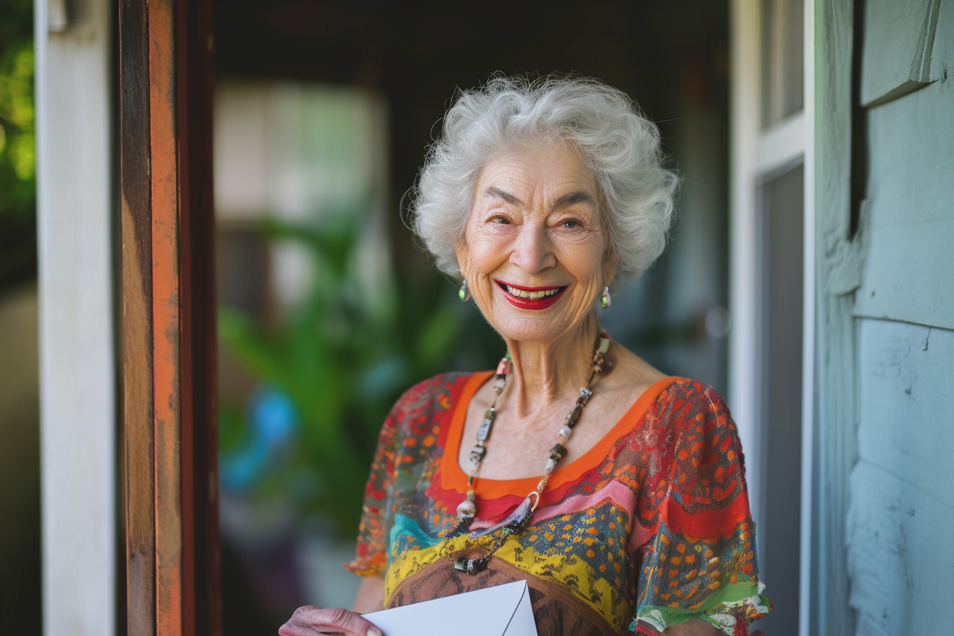 Une femme âgée heureuse | Source : Midjourney