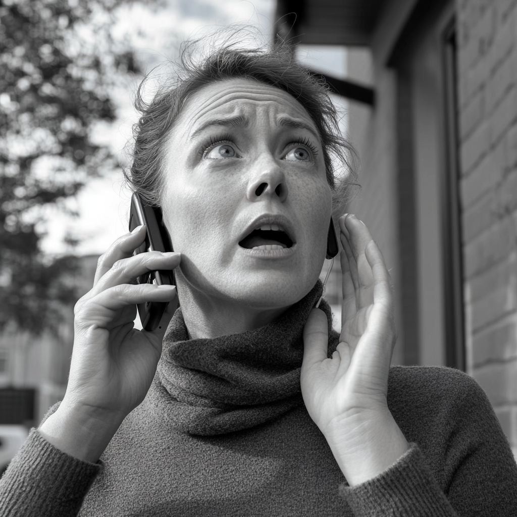 Une femme paniquée au téléphone | Source : Midjourney