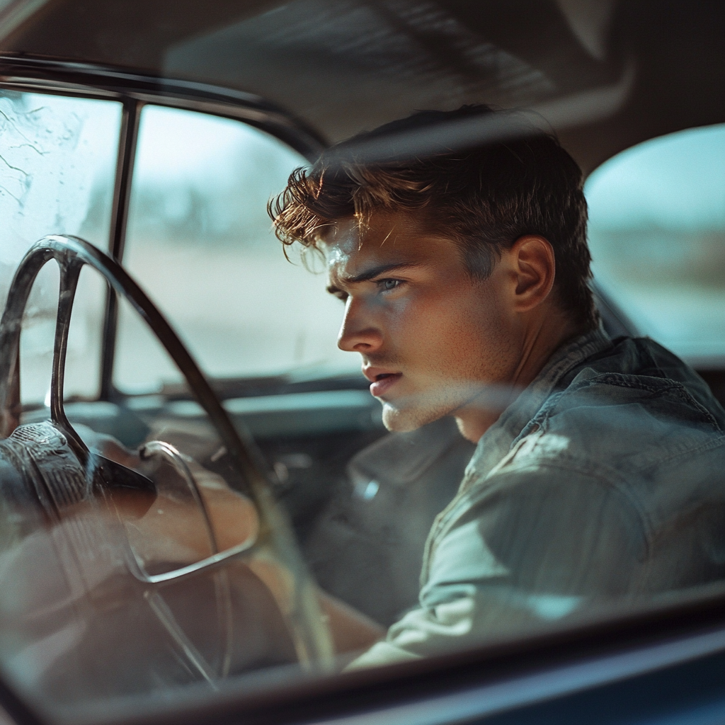 Un jeune homme dans une voiture | Source : Midjourney