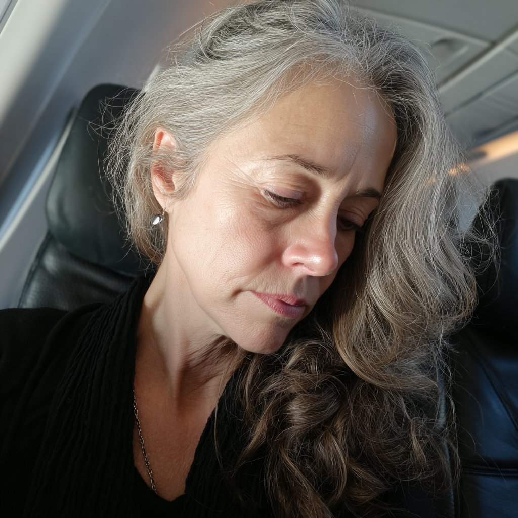 Une femme assise dans un avion | Source : Midjourney