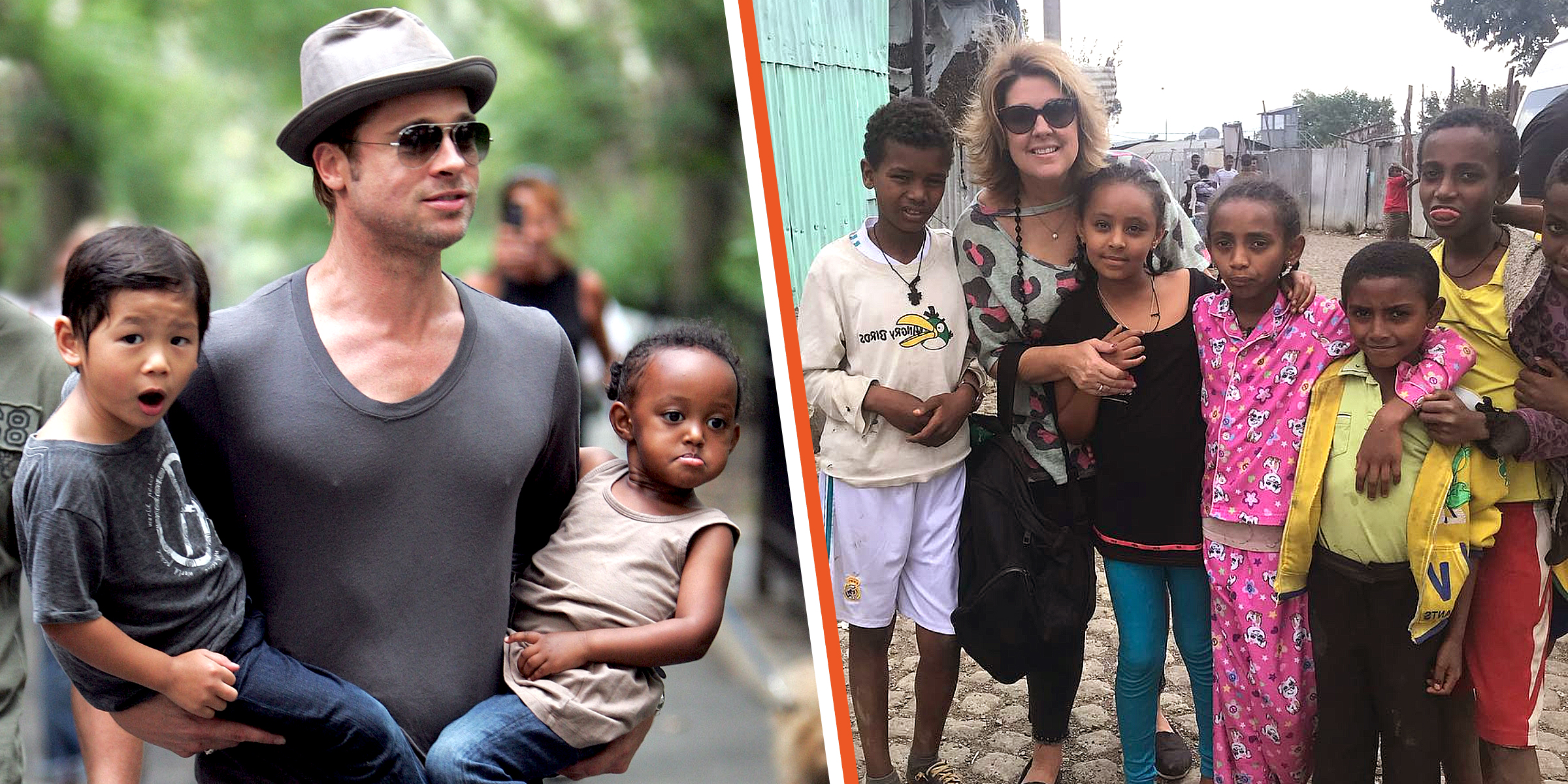 Brad Pitt avec ses enfants | Julie Pitt Neal avec des enfants | Source : Getty Images | Instagram.com/julieneal05