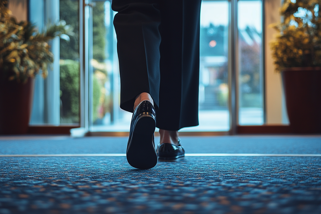 Une femme sortant d'une salle de réception | Source : Midjourney