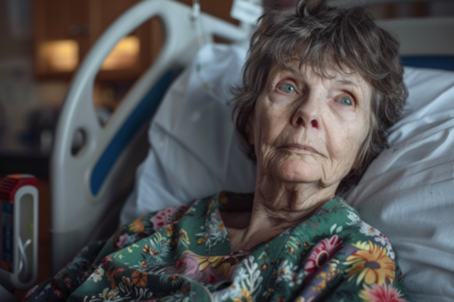 Une femme âgée dans un lit d'hôpital | Source : Midjourney