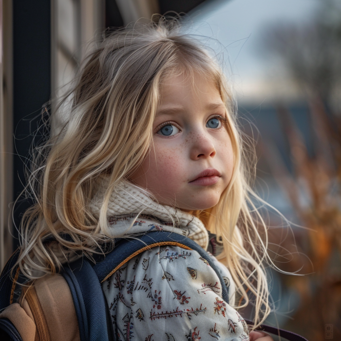 Une petite fille avec un sac à dos | Source : Midjourney