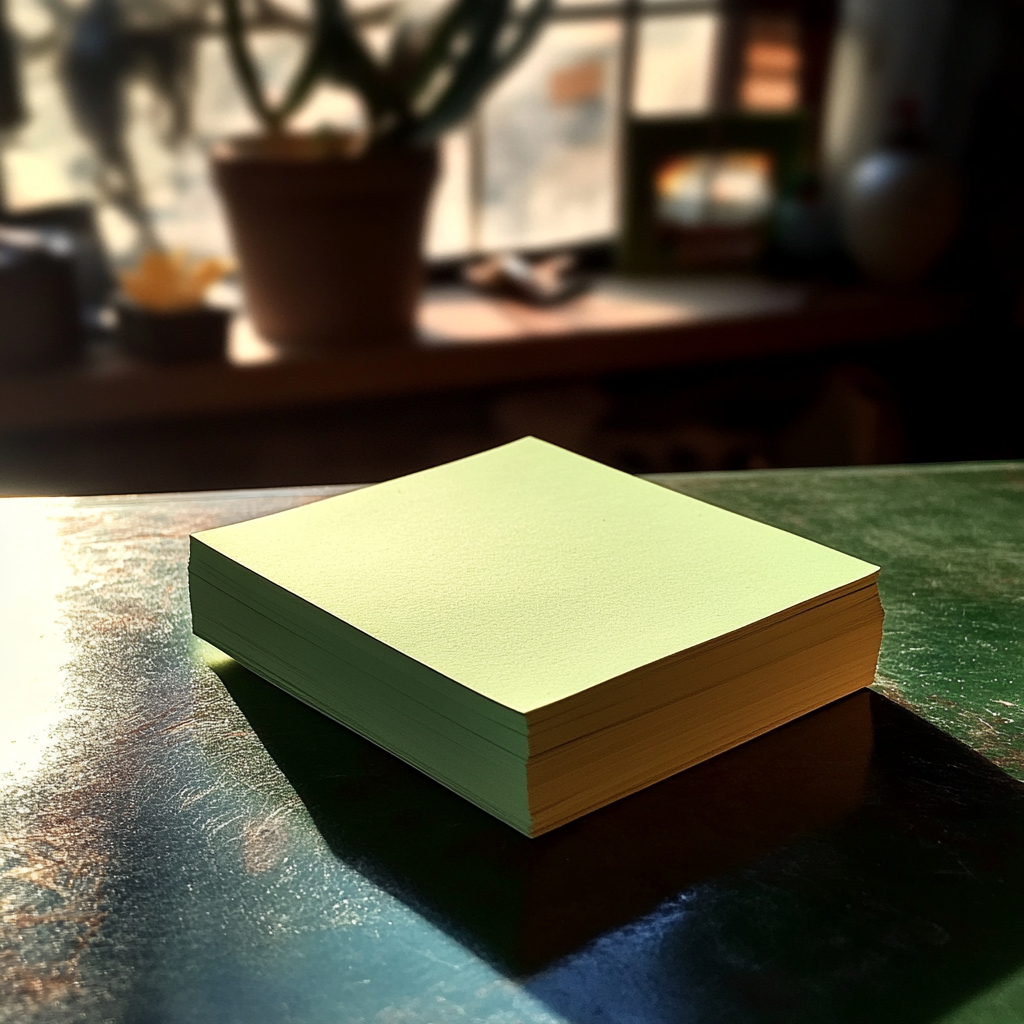 Un bloc de notes autocollantes vertes | Source : Midjourney