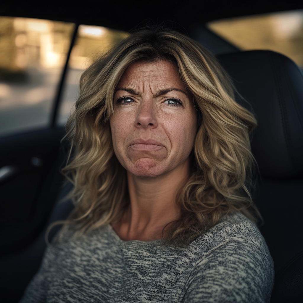 Une femme extrêmement bouleversée assise dans une voiture | Source : Midjourney