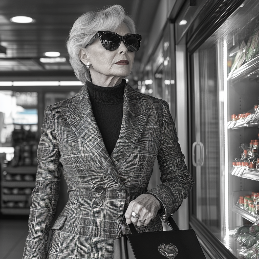 Une femme bien habillée dans un magasin | Source : Midjourney