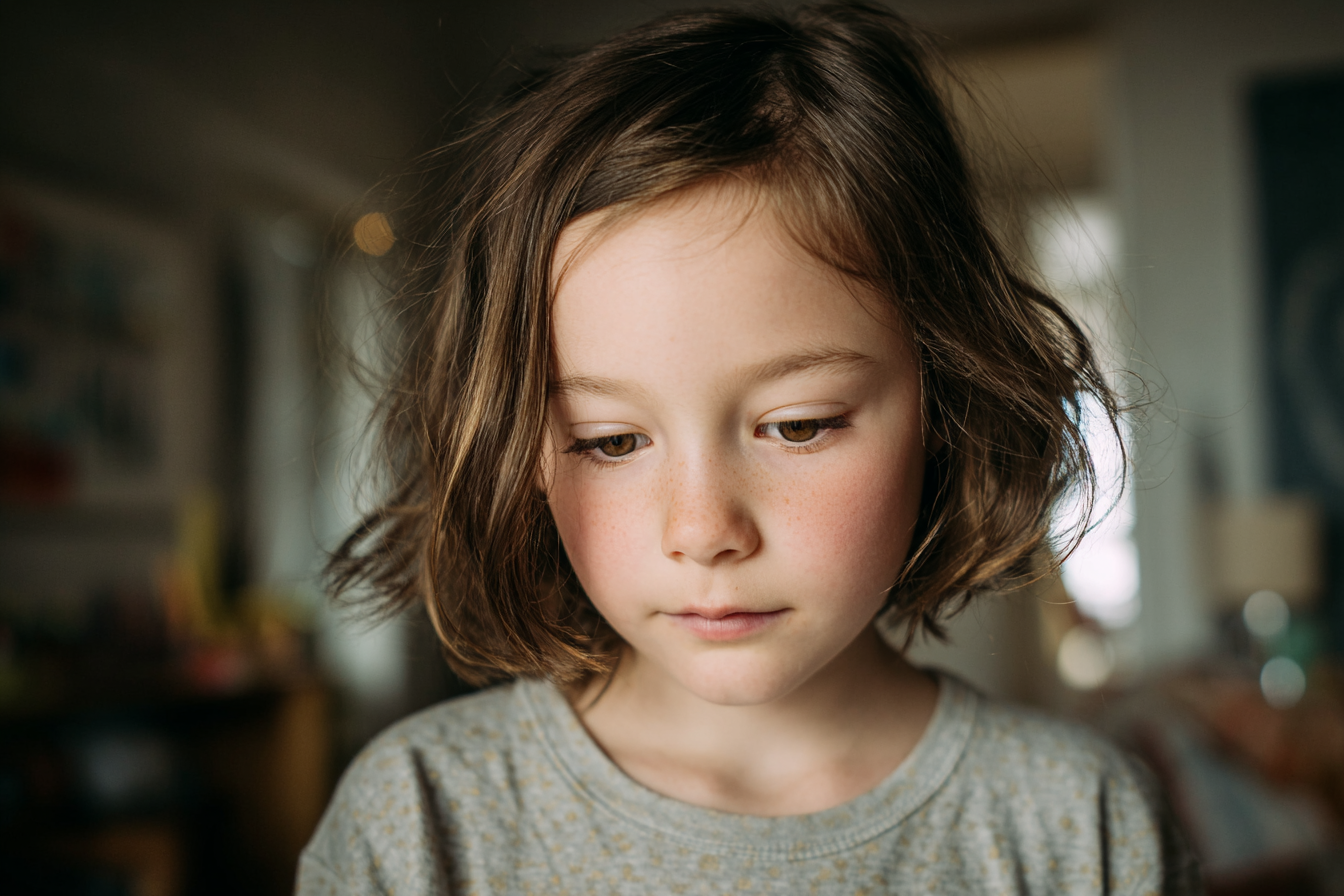 Une fille qui regarde vers le bas | Source : Midjourney