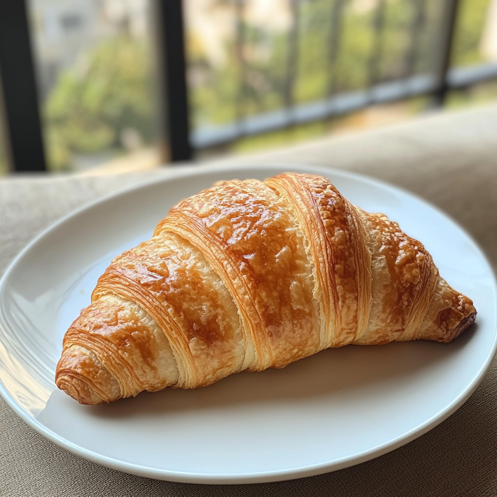 Un croissant sur une assiette | Source : Midjourney