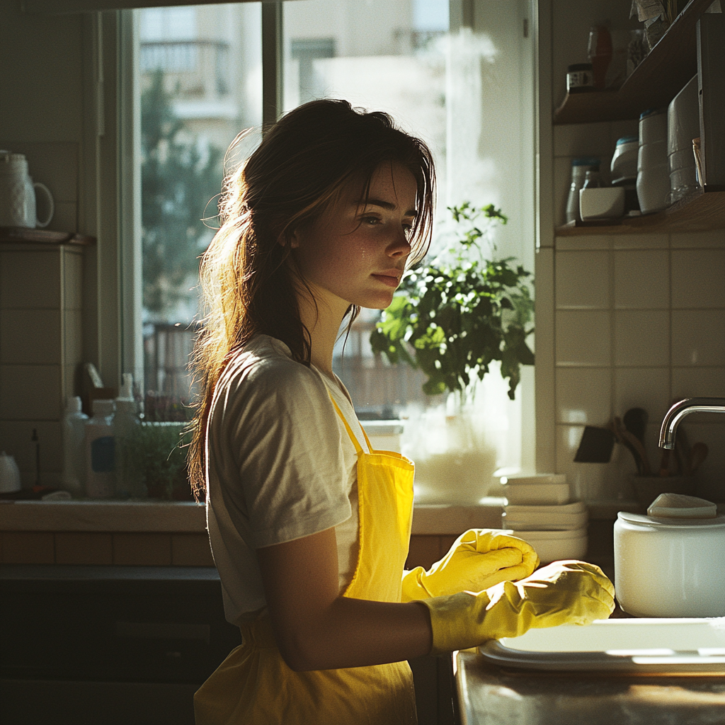 Une femme qui nettoie | Source : Midjourney