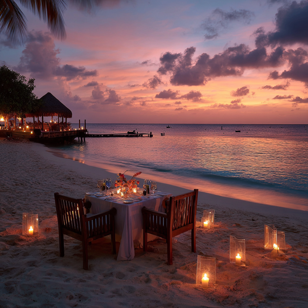 Un cadre de dîner romantique | Source : Midjourney