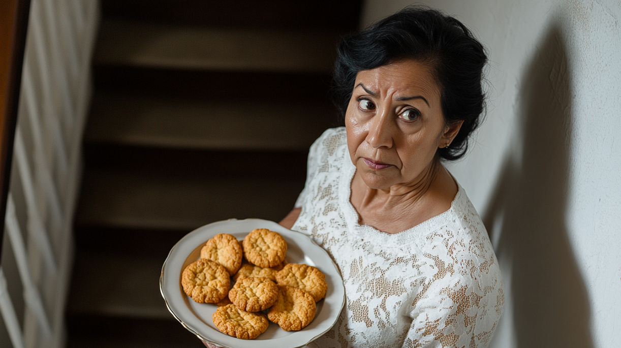 Une femme tenant une assiette de biscuits | Source : Midjourney