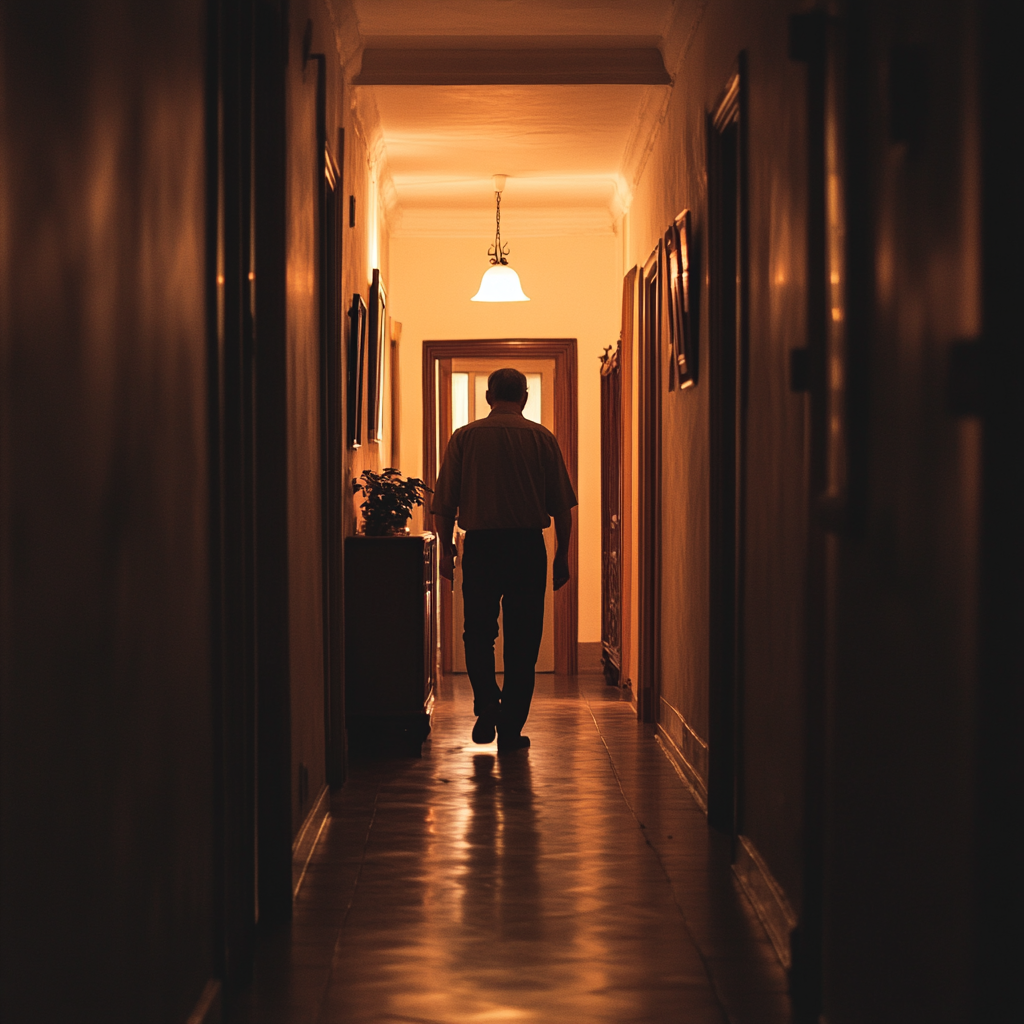 Un homme qui marche pour répondre à la porte | Source : Midjourney