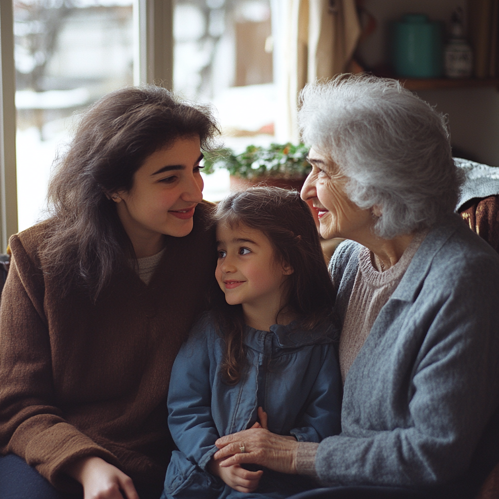 Deux femmes heureuses et une petite fille | Source : Midjourney