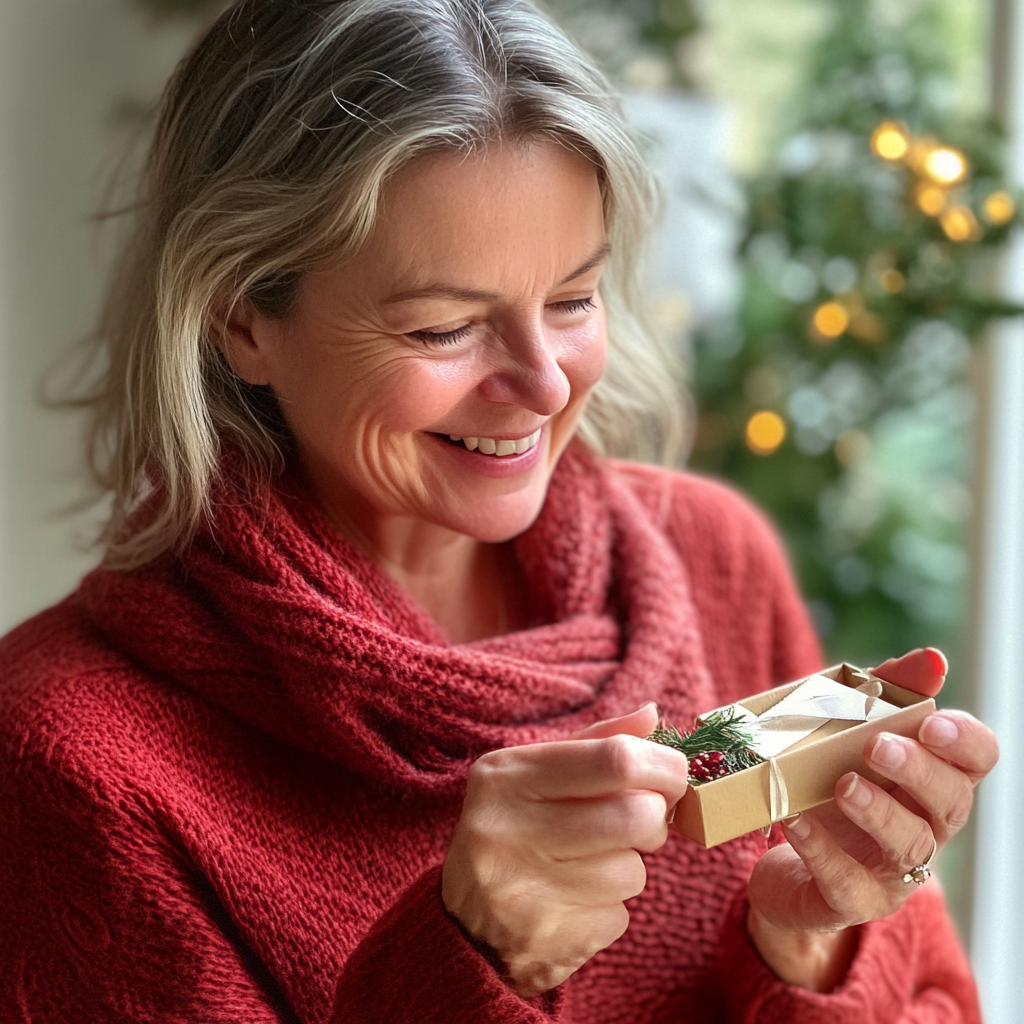 Une femme souriante avec un cadeau | Source : Midjourney