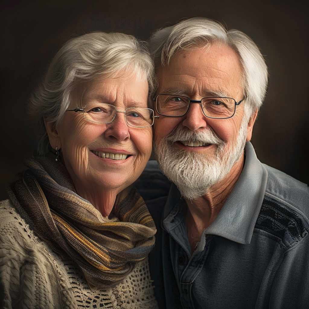 Un couple de personnes âgées souriantes | Source : Midjourney