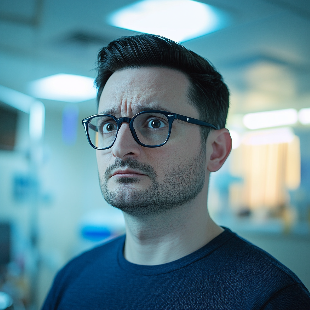 Un homme debout dans un hôpital | Source : Midjourney