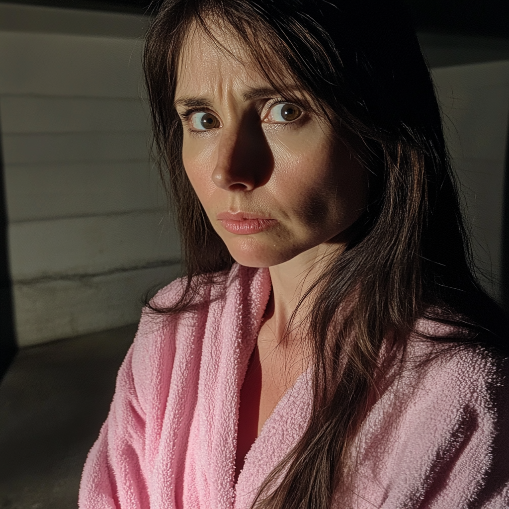 Une femme choquée se tenant dans un garage | Source : Midjourney