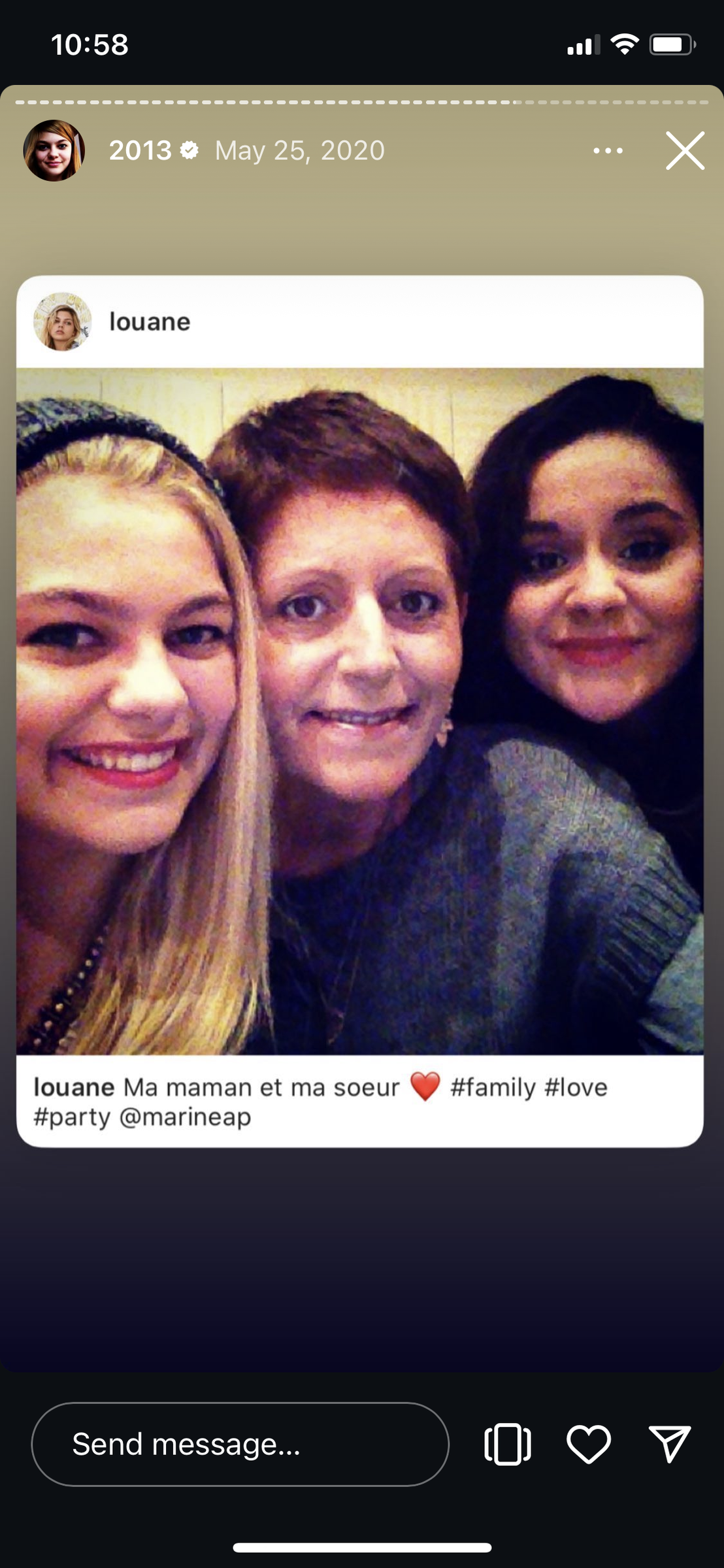 Louane, sa mère et une de ses sœurs | Source : capture Instagram