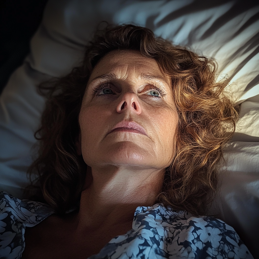 Une femme allongée dans son lit | Source : Midjourney