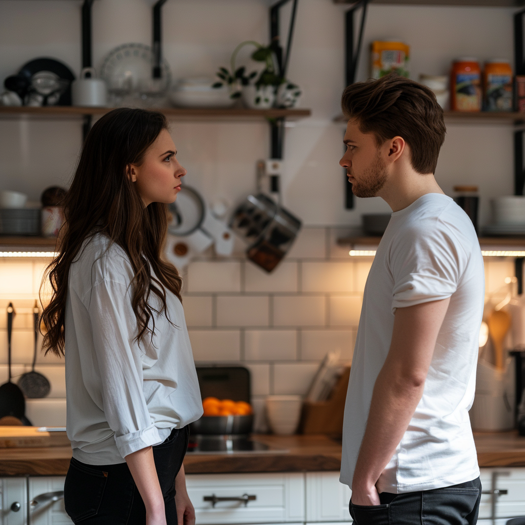 Un couple en colère dans la cuisine | Source : Midjourney