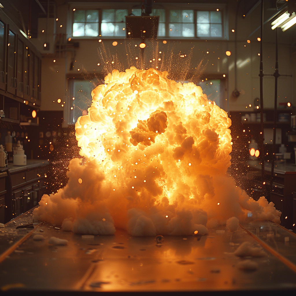 Explosion dans le laboratoire | Source : Midjourney