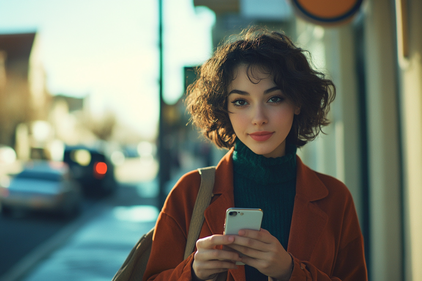 Une femme utilisant son téléphone | Source : Midjourney