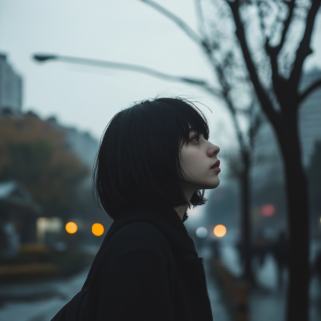 Une femme fatiguée marchant dans la rue | Source : Midjourney