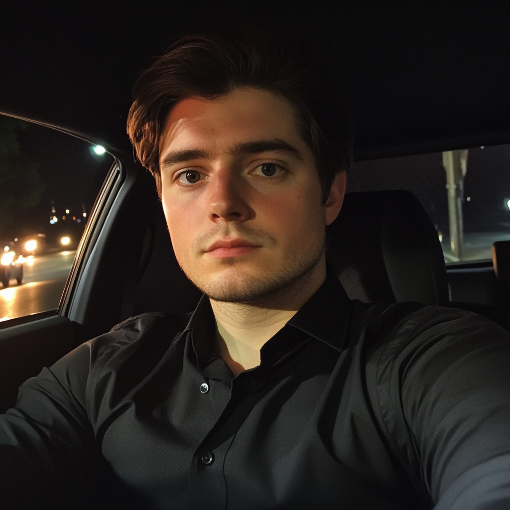 Un homme assis dans une voiture | Source : Midjourney
