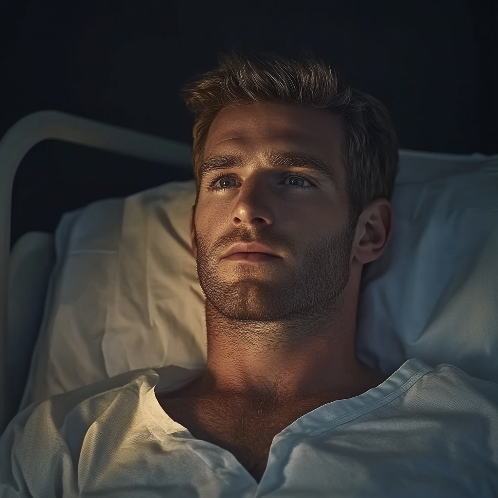 Un homme dans une chambre d'hôpital | Source : Midjourney