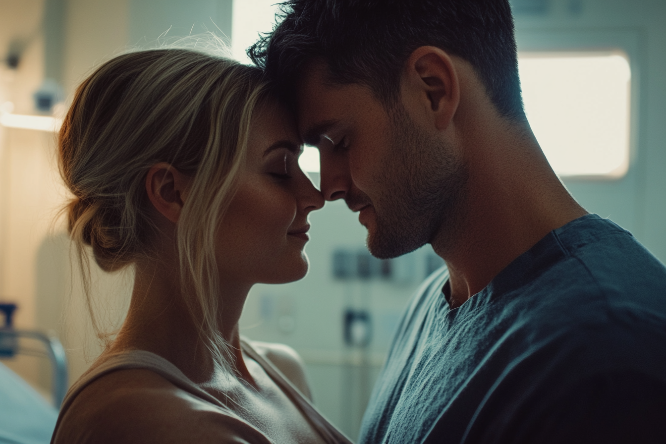 Un couple heureux dans une chambre d'hôpital | Source : Midjourney