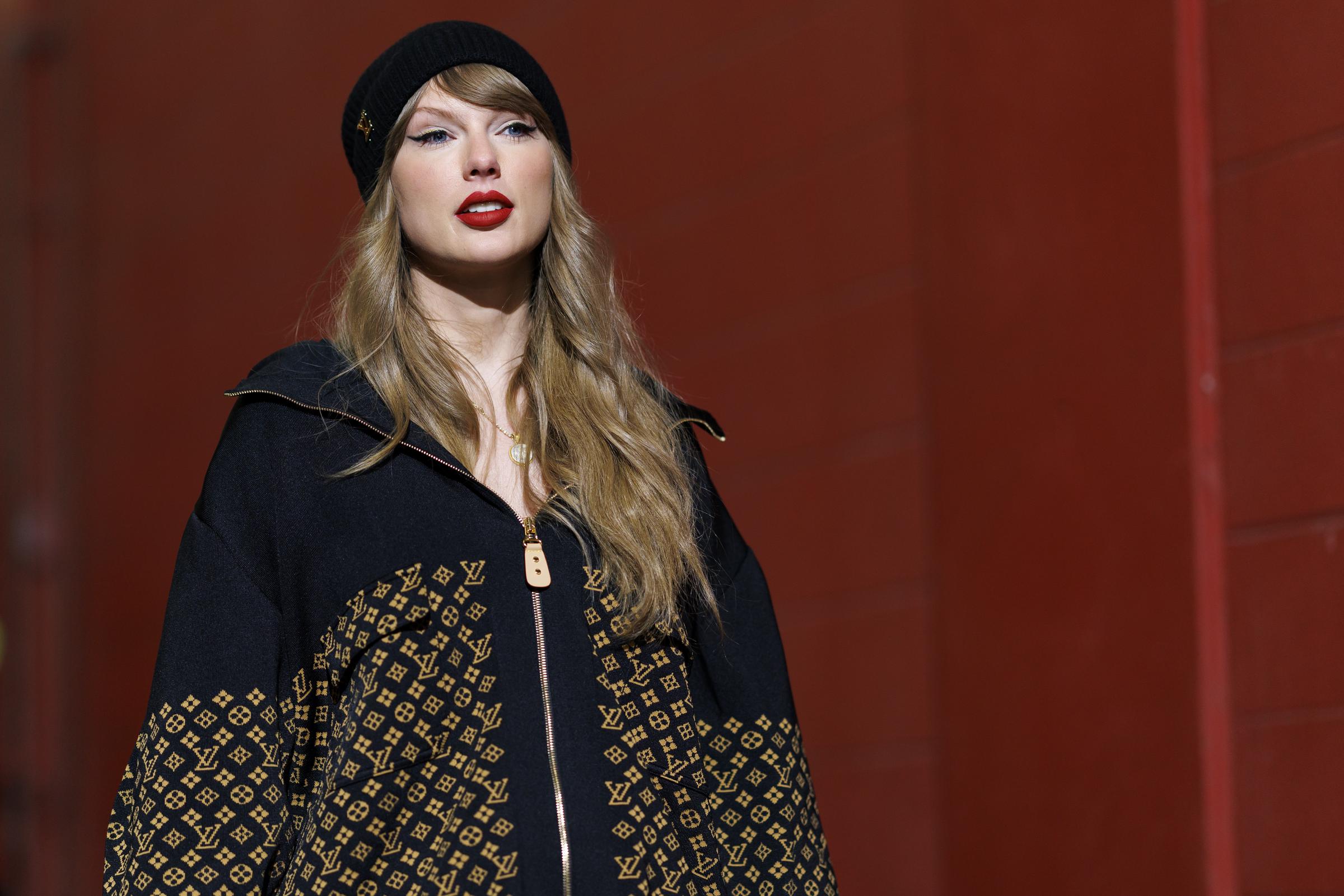 Taylor Swift au stade Arrowhead avant le match de championnat de l'AFC entre les Buffalo Bills et les Kansas City Chiefs le 26 janvier 2025, à Kansas City, Missouri | Source : Getty