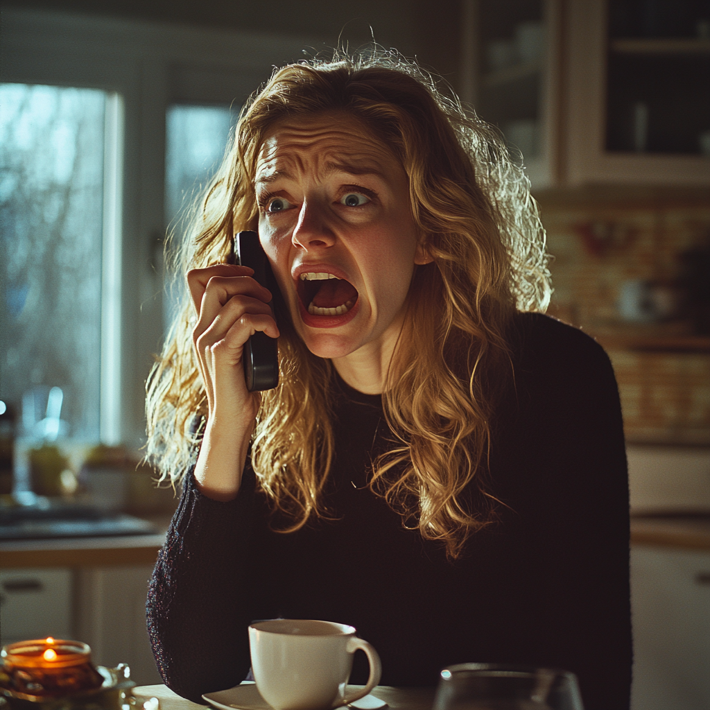 Une femme en colère sur un appel | Source : Midjourney