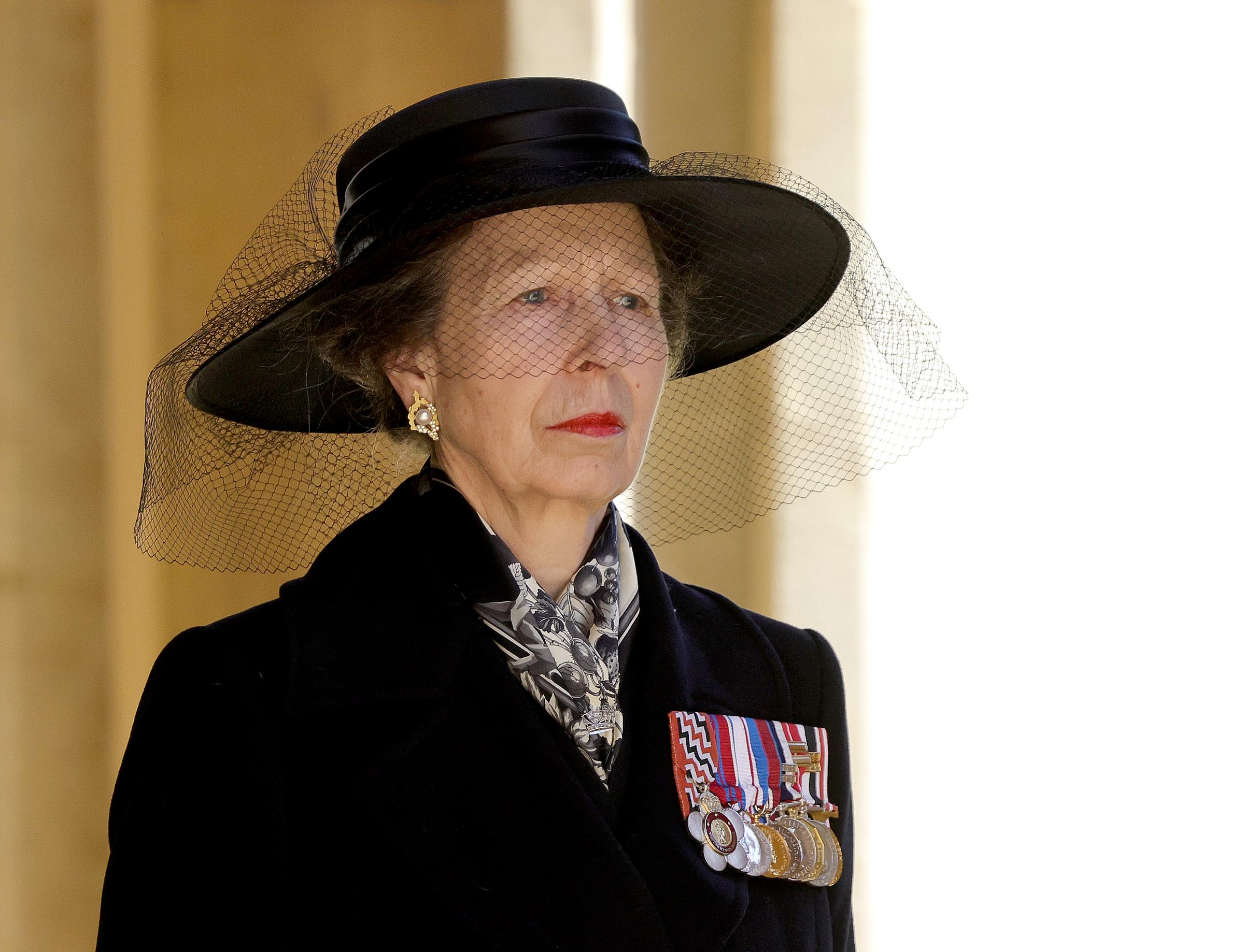 La princesse Anne lors des funérailles du prince Philip, duc d'Édimbourg, au château de Windsor, le 17 avril 2021 | Source : Getty Images
