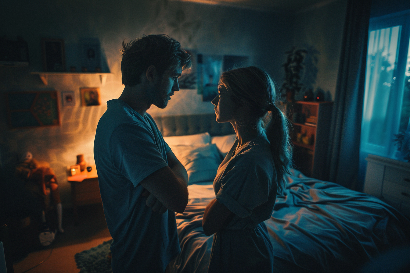 Un couple qui parle dans sa chambre à coucher la nuit | Source : Mi-parcours