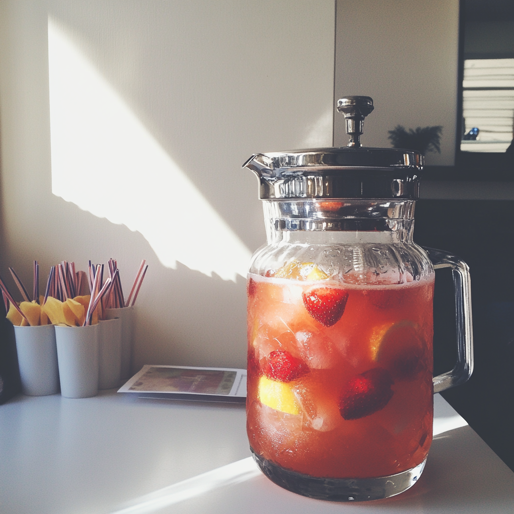 Limonade à la fraise dans un distributeur | Source : Midjourney