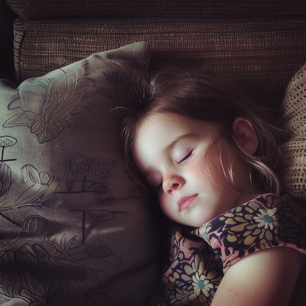 Une petite fille endormie | Source : Midjourney