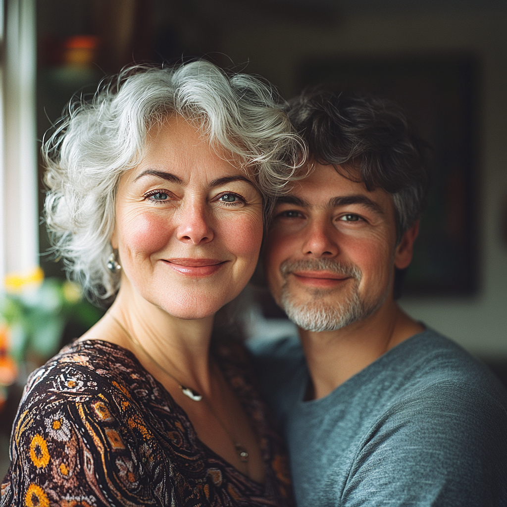 Une femme âgée heureuse avec son fils | Source : Midjourney