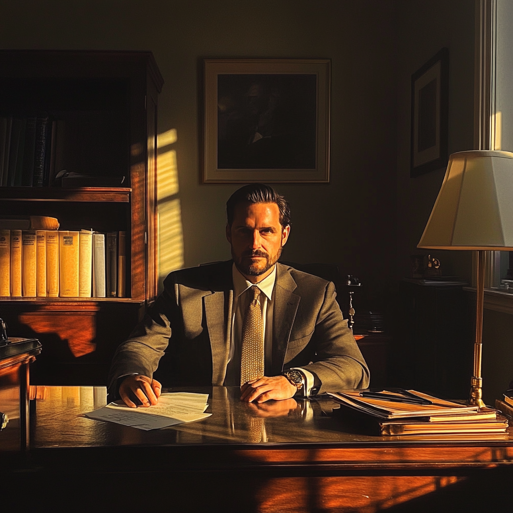 A lawyer sitting at his desk | Source: Midjourney