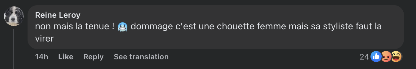 Commentaire d'internaute sur la robe de Louane | Source : capture facebook.com/parismatchmag