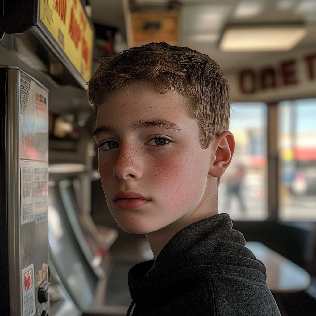 Un jeune garçon dans un restaurant | Source : Midjourney