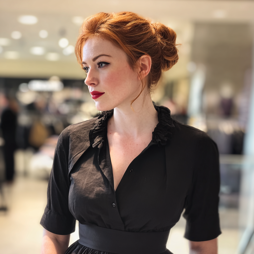 Une vendeuse debout dans un grand magasin | Source : Midjourney