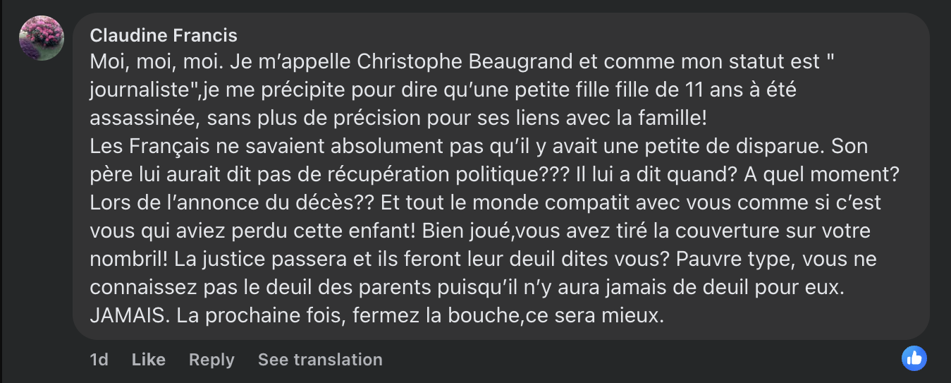 Commentaire d'un internaute | Source : Facebook.com