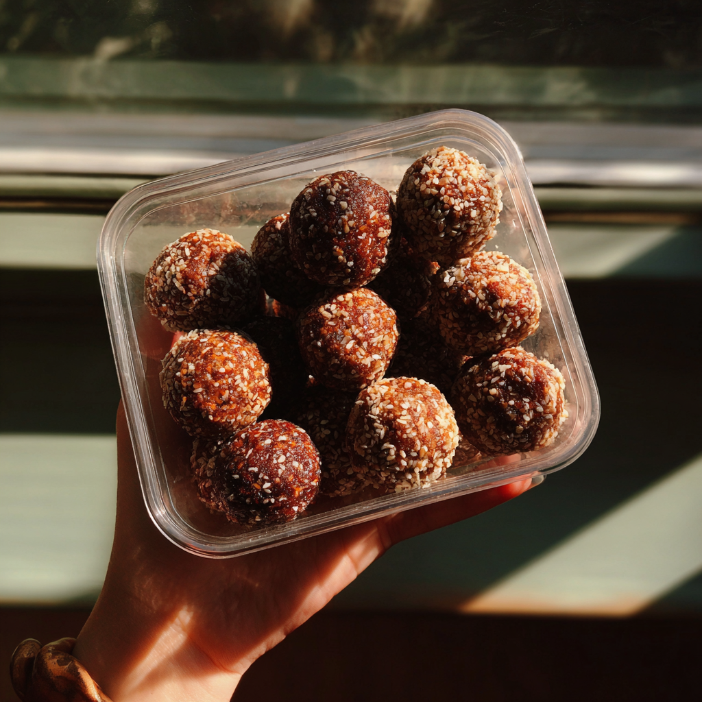 Un récipient de boules de protéines faites maison | Source : Midjourney
