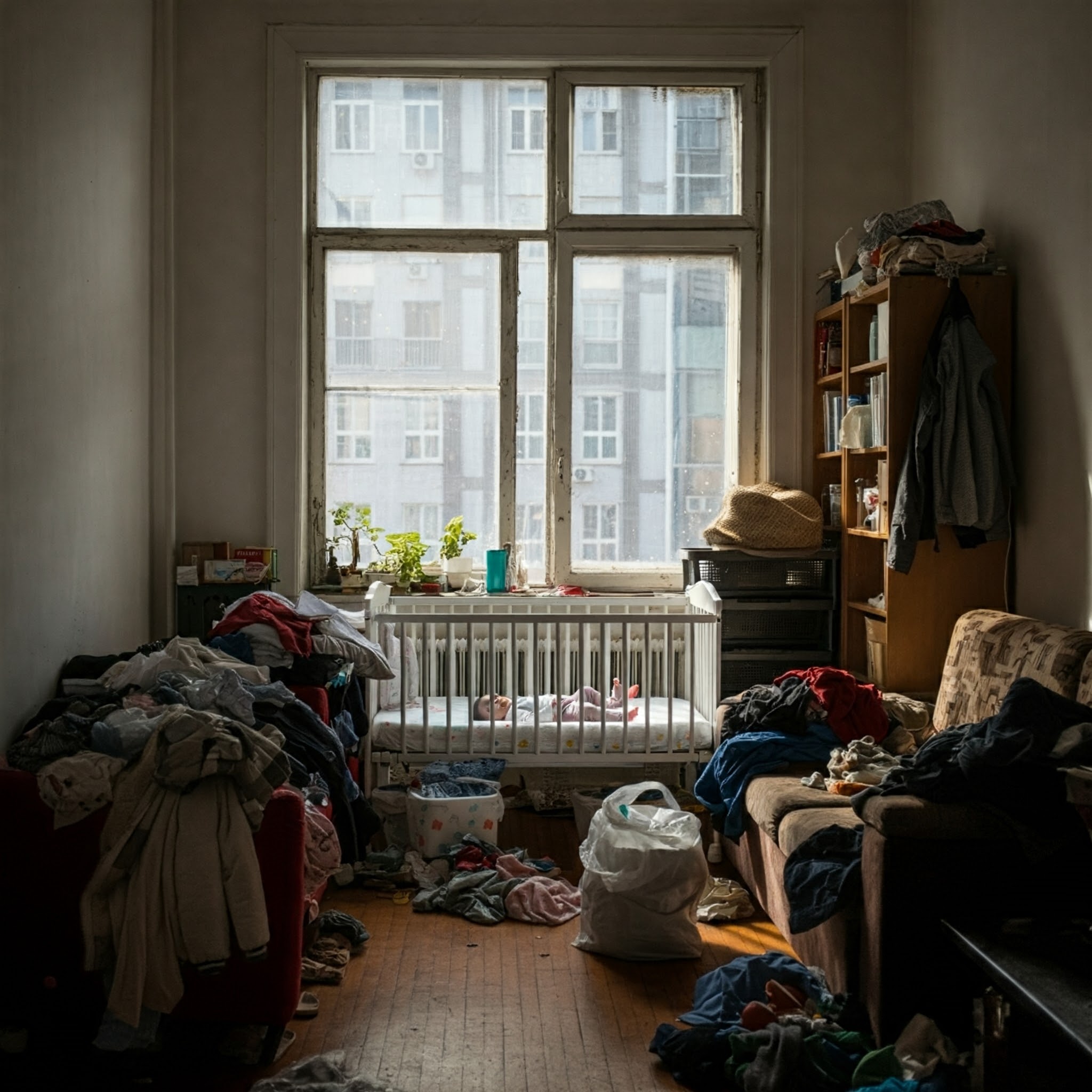 Un berceau dans un salon encombré | Source : Gemini